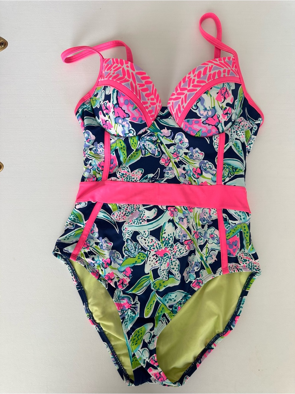 Lilly Pulitzer Palma One Piece Swimsuit in Deep Sea Navy Sway This Way